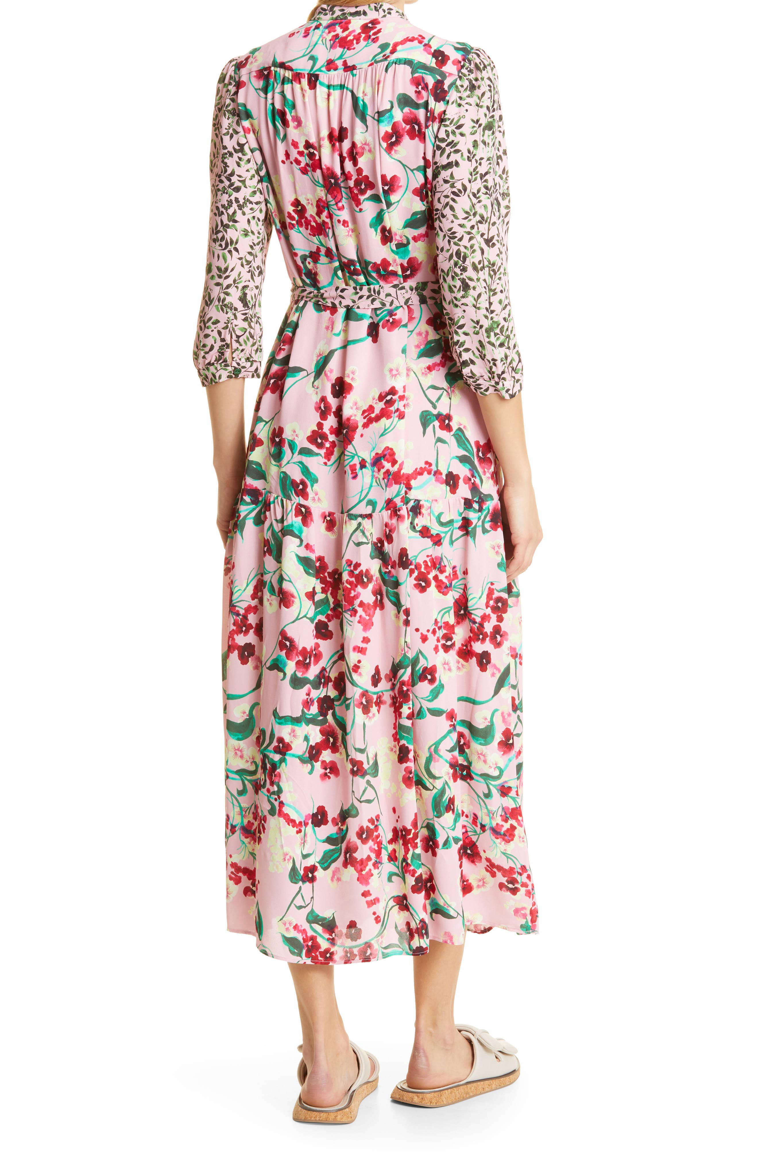 long silk floral dress