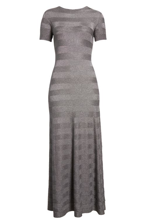 Shop Emporio Armani Stripe Maxi Dress In Solid Light Grey