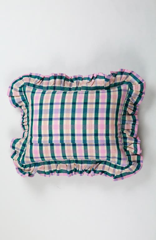 ARCHIVE NEW YORK ARCHIVE NEW YORK LOLA PLAID RUFFLE HANDWOVEN COTTON THROW PILLOW 