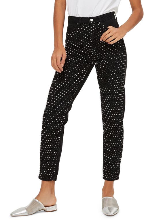 Shop Topshop Limited Edition Diamante Fishnet Mom Jeans In Black