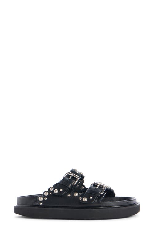 Shop Isabel Marant Lennya Studded Slide Sandal In Black/silver