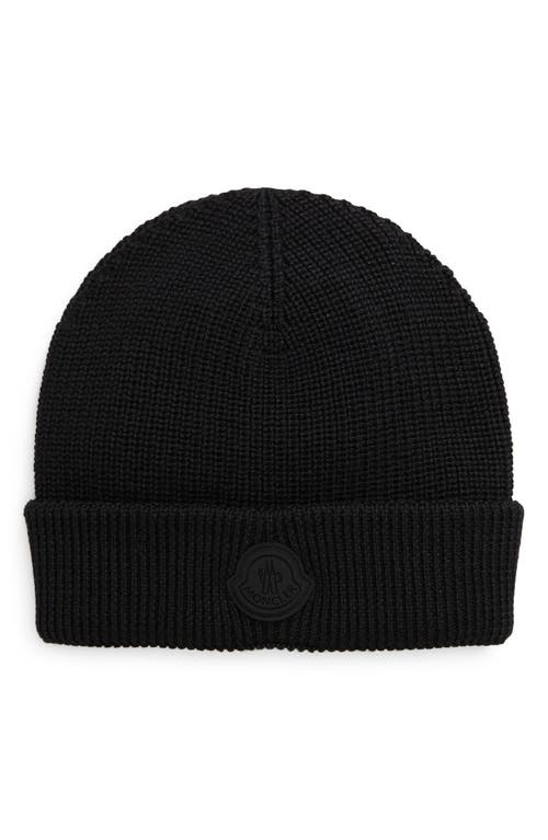 Moncler Wool Blend Beanie In Black