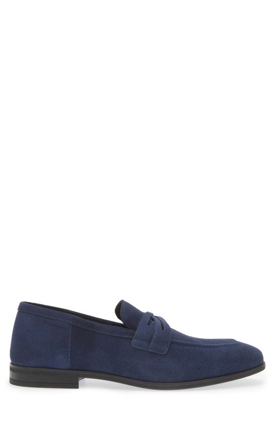Stuart Weitzman Men's Simon Suede Crisscross Penny Loafers In Blue.
