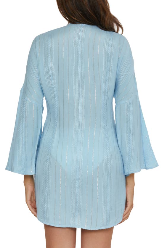Shop Becca Radiance V-neck Long Sleeve Cover-up Tunic In Ice Blue