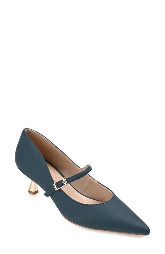 Journee Collection Womens Manza Kitten Heel Mary Jane Pointed Toe Pumps In Navy