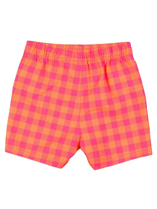 Shop Ruggedbutts Boys Upf50+ Swim Trunks In Sunset Sorbet Gingham