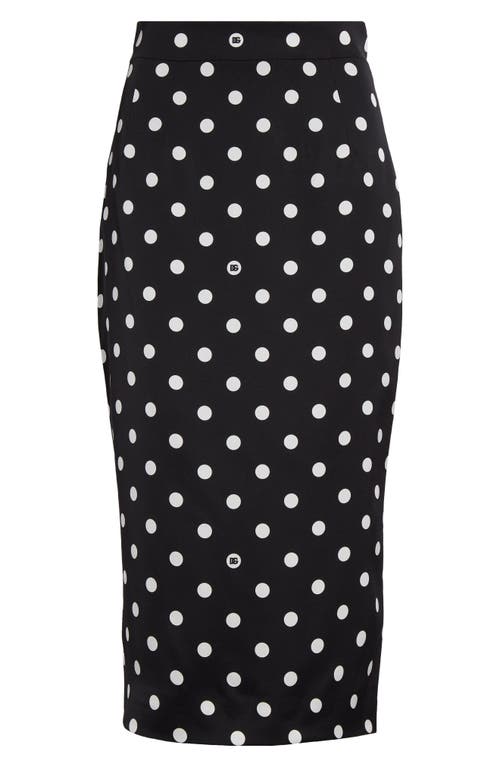 Shop Dolce & Gabbana Dolce&gabbana Polka Dot Stretch Silk Pencil Skirt In Black