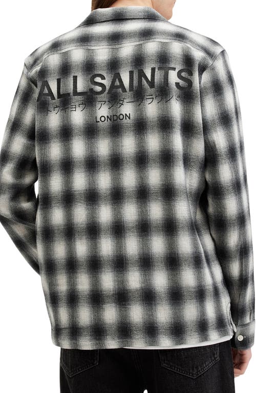 Shop Allsaints Underground Check Long Sleeve Camp Shirt In Off White