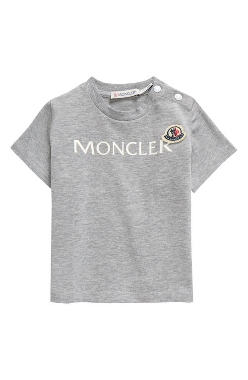 Shop Moncler Kids' Logo Stretch Cotton T-shirt In Grey