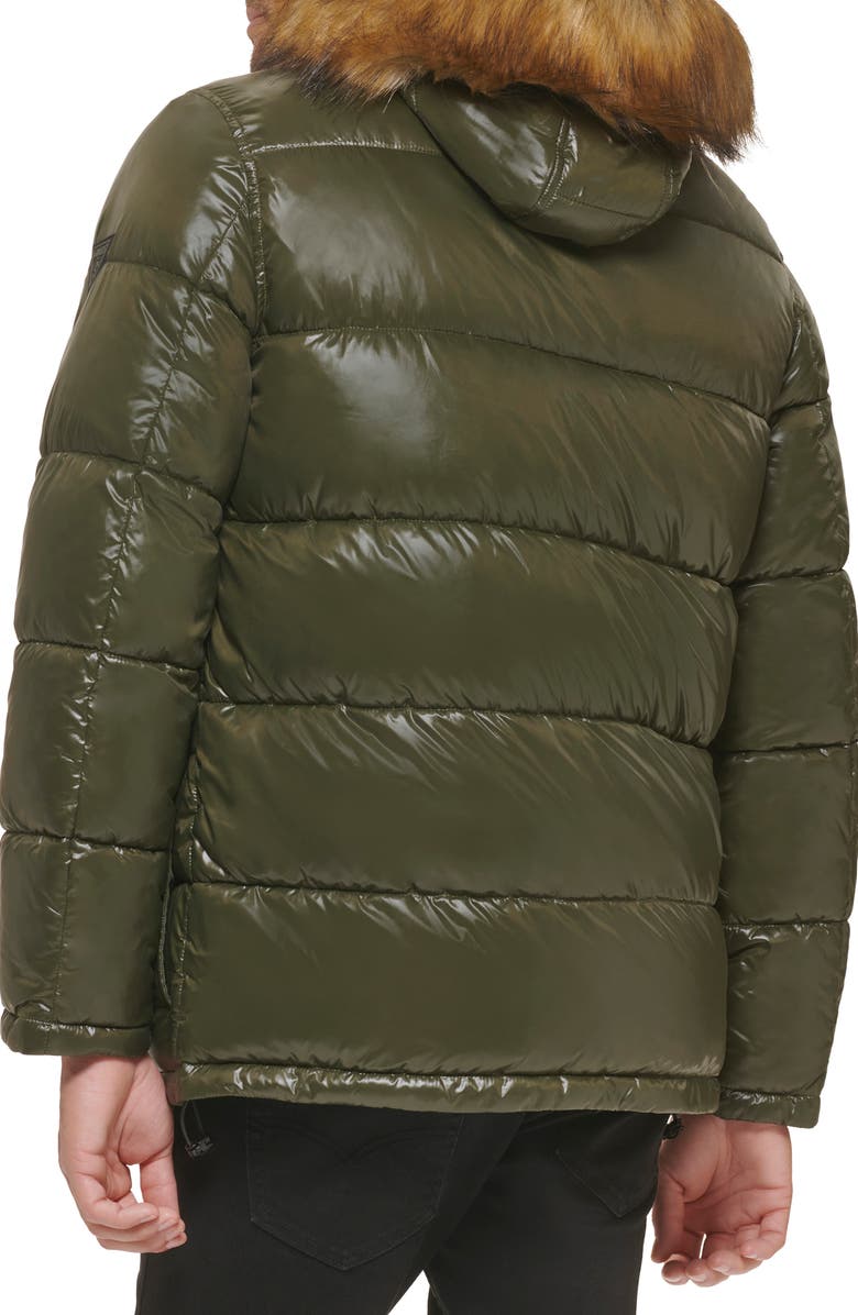 GUESS Faux Fur Trim Hooded Puffer Jacket | Nordstromrack