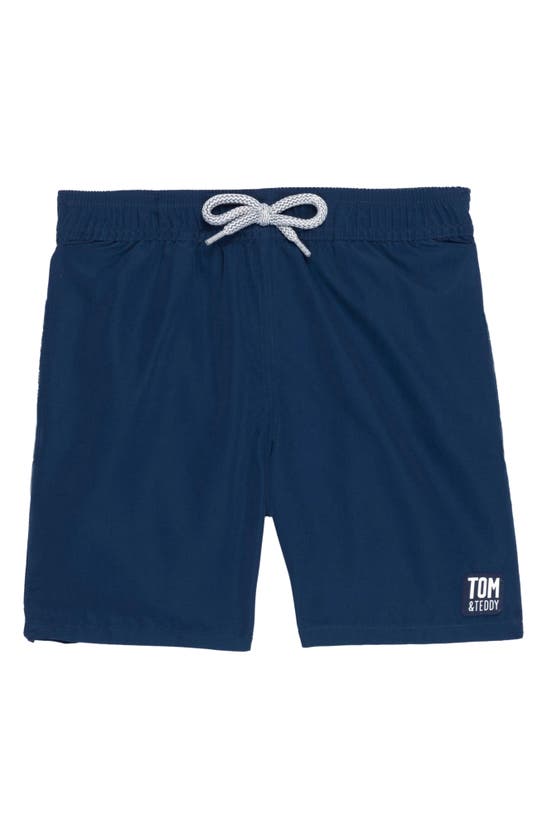 Tom & Teddy Boys' Solid Swim Trunks - Little Kid, Big Kid In Midnight Blue