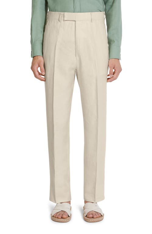 ZEGNA Oasi Linen Trousers in Iuta Beige 