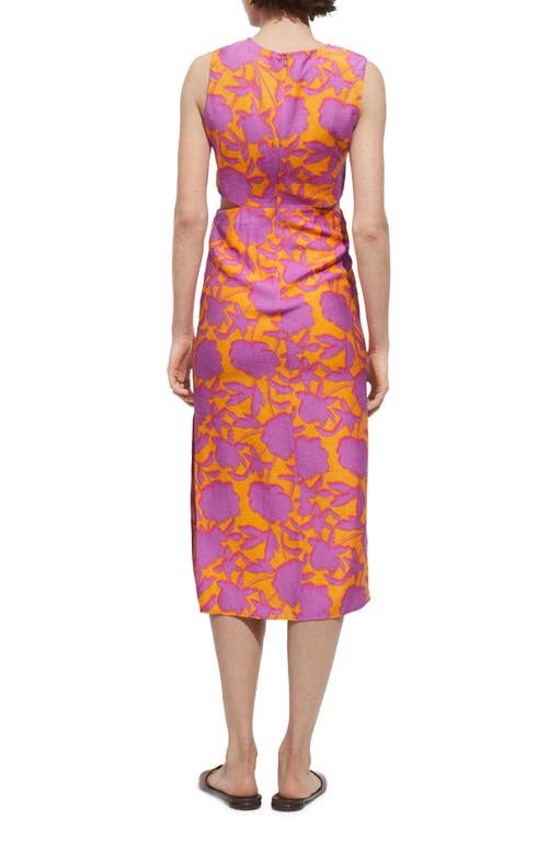 Mango Print Cutout Sleeveless Midi Dress In Orange