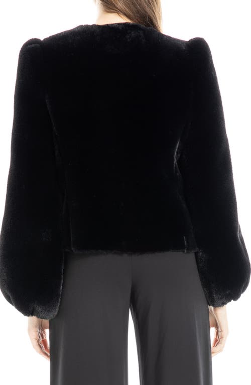 Max Studio Puff Sleeve Faux Fur Jacket In Black