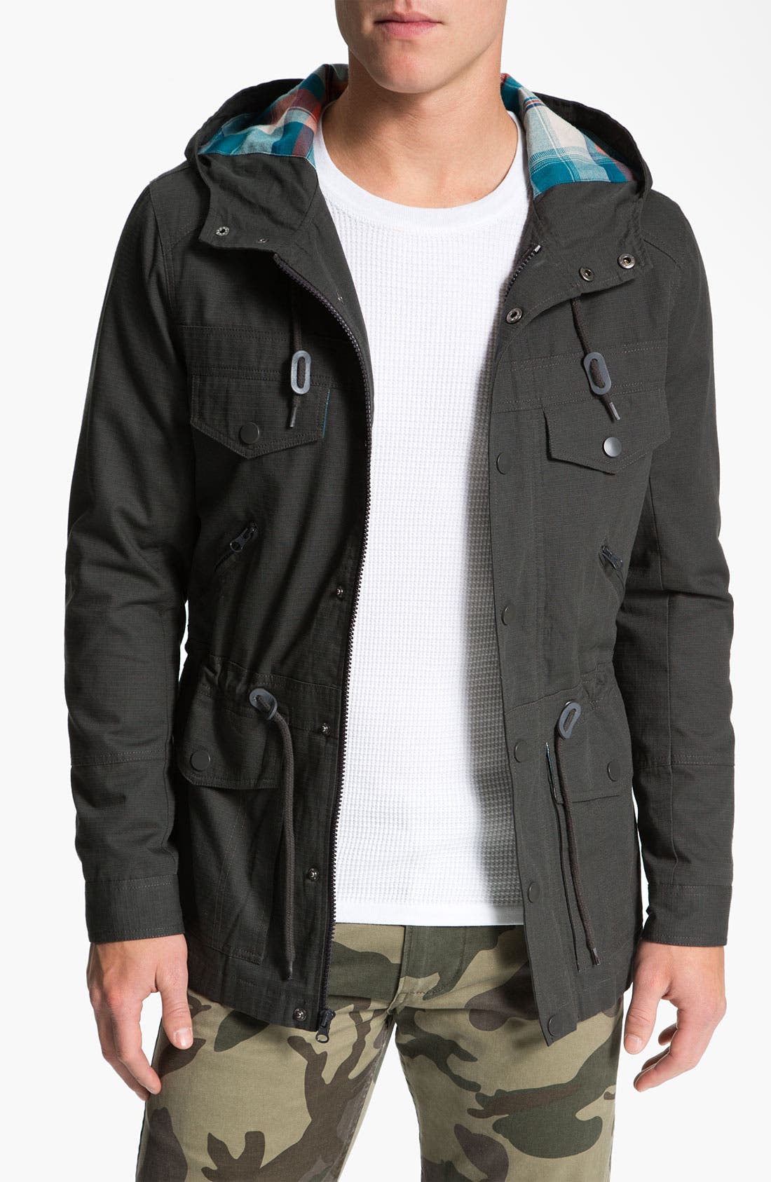 Kane & Unke Ripstop Cotton Trim Fit Hooded Jacket Nordstrom