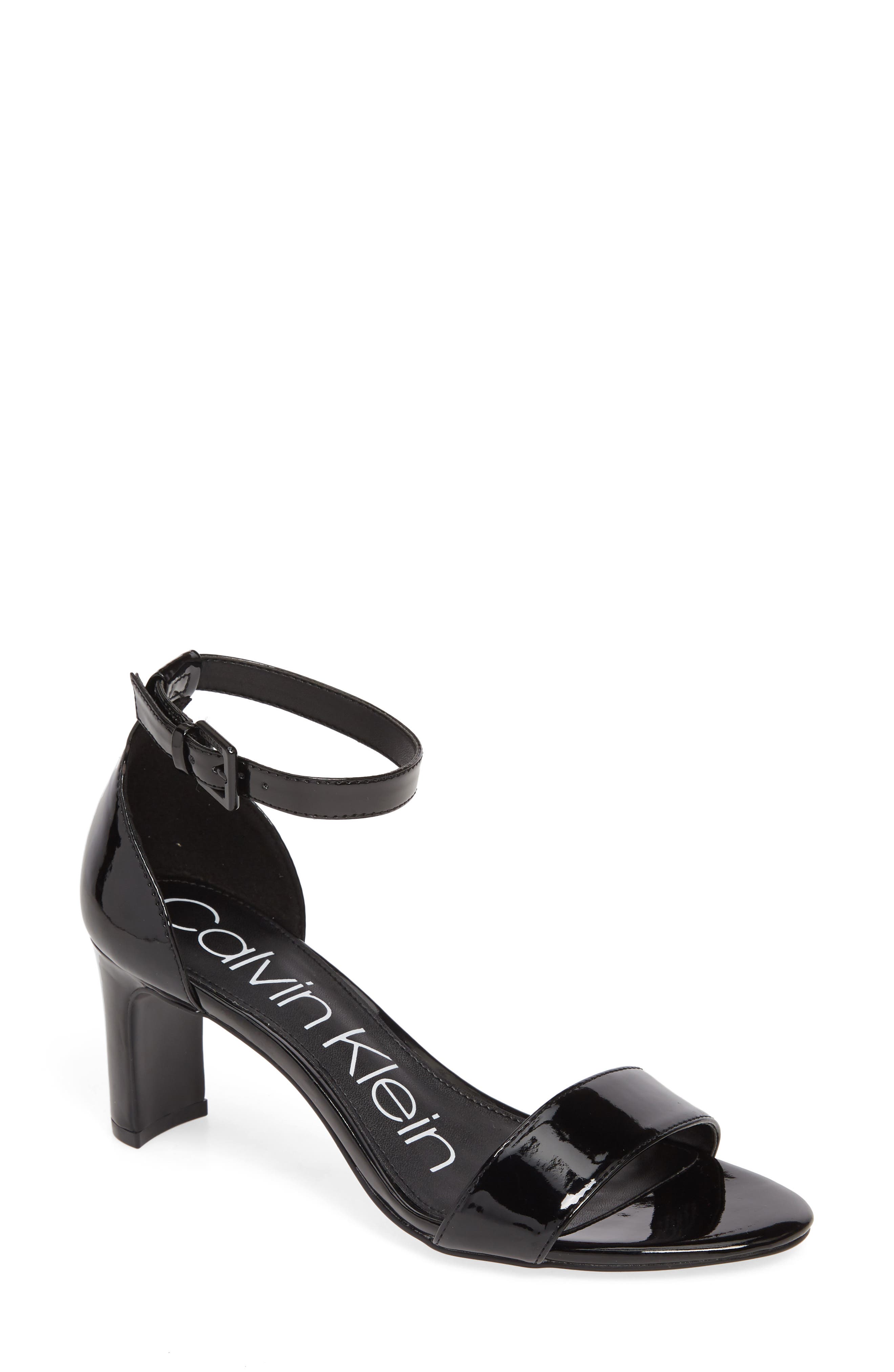 calvin klein black patent sandals