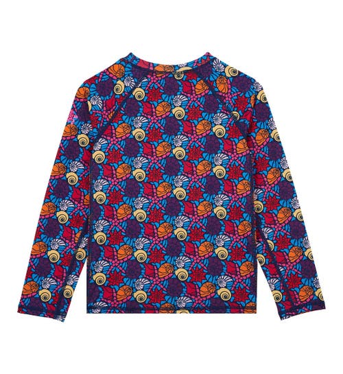 Vilebrequin Kids' Noumea Sea Shells Uv Protection Rashguard In Bleu Marine