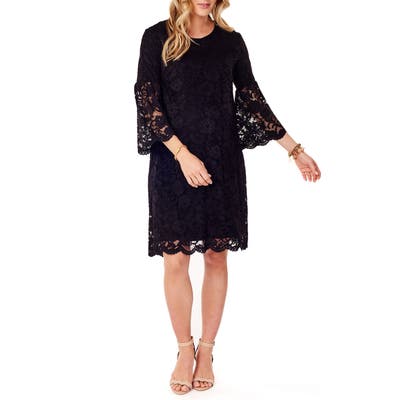 Ingrid & Isabel Lace Bell Sleeve Maternity Dress, Black