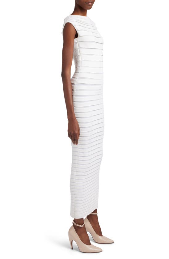 Shop Alaïa Tube Layered Stripe Dress In Blanc