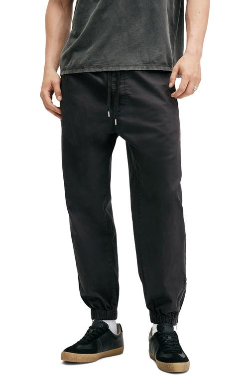 Shop Allsaints Zip Cuff Stretch Cotton Joggers In Koto Black