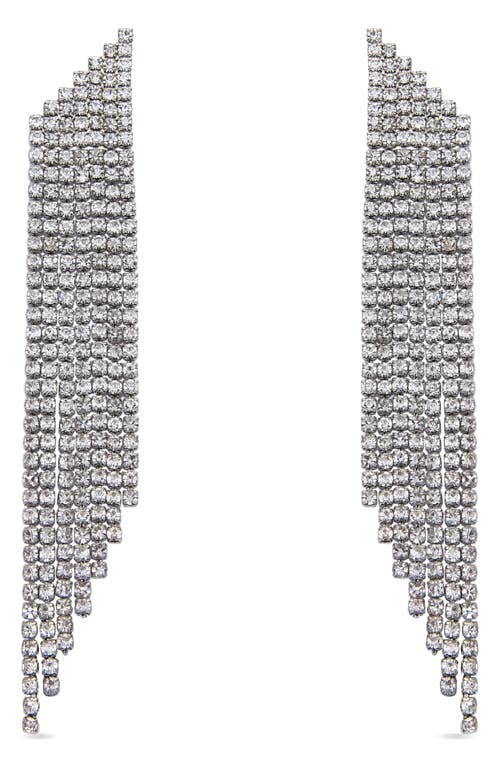 Eye Candy Los Angeles Camille Crystal Fringe Drop Earrings In Silver