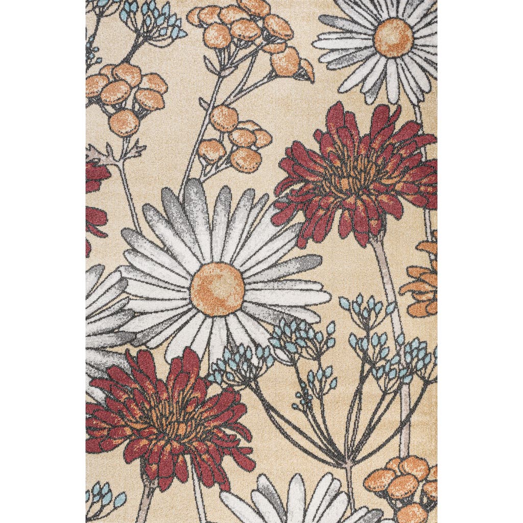 Jonathan Y Giglio Modern Botanical Flower Area Rug In Yellow/ivory/red
