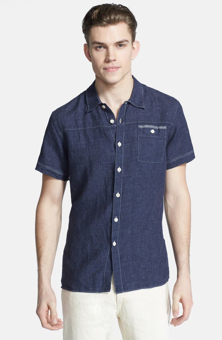 Billy Reid Short Sleeve Selvedge Linen Shirt | Nordstrom