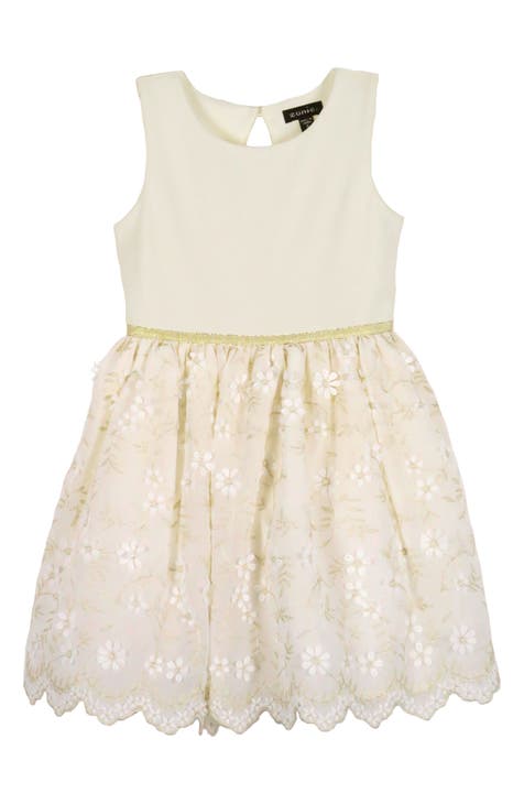 Kids' Metallic Floral Embroidered Party Dress (Toddler & Little Kid)