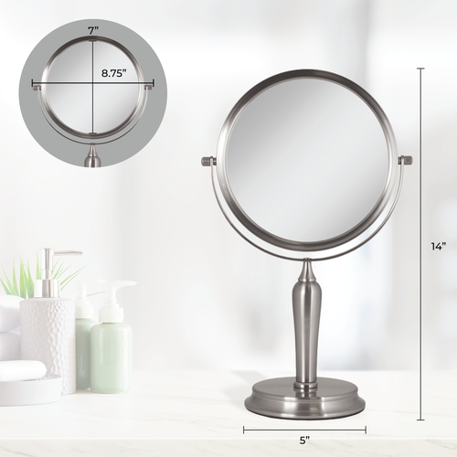Zadro Anaheim Makeup Mirror With 5x/1x Magnification In Satin Nickel