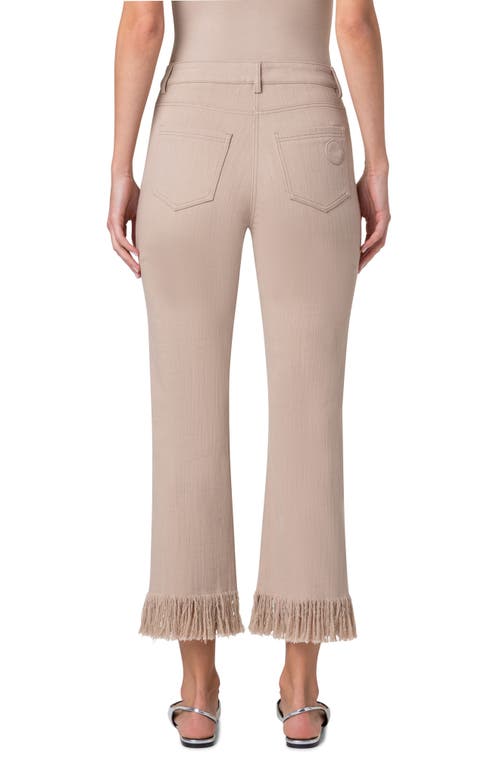 Akris Punto Marli Mid-rise Straight-leg Ankle Fringe-hem Stretch Denim Pants In Beige