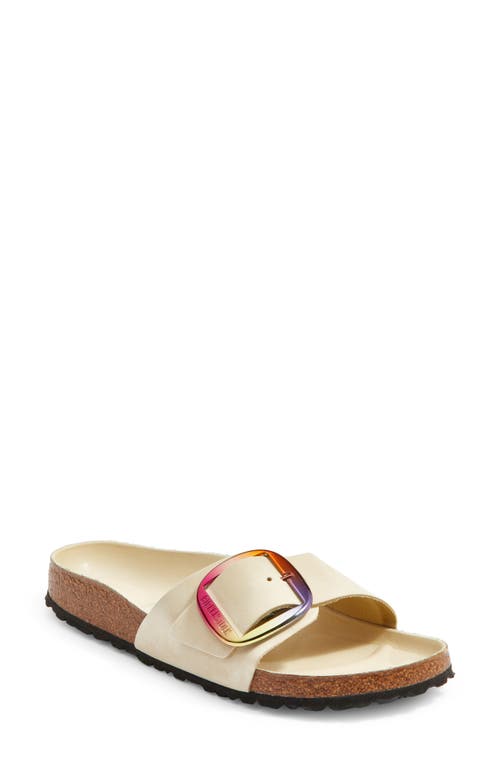 Birkenstock Madrid Iridescent Big Buckle Slide Sandal in Ecru 