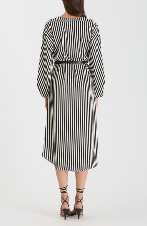 August Sky Stripe Balloon Sleeve Shirtdress In Ivory