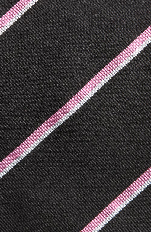 Ralph Lauren Purple Label Super Repp Stripe Silk Tie In Black/pink