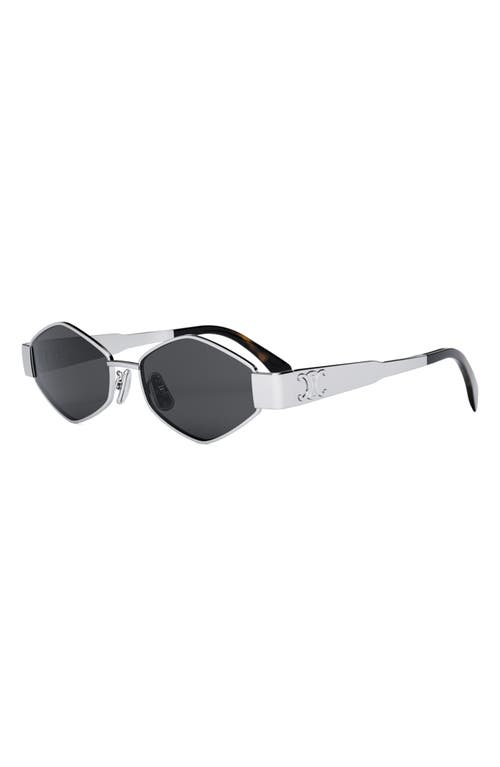Shop Celine Triomphe 54mm Geometric Sunglasses In Shiny Palladium/smoke