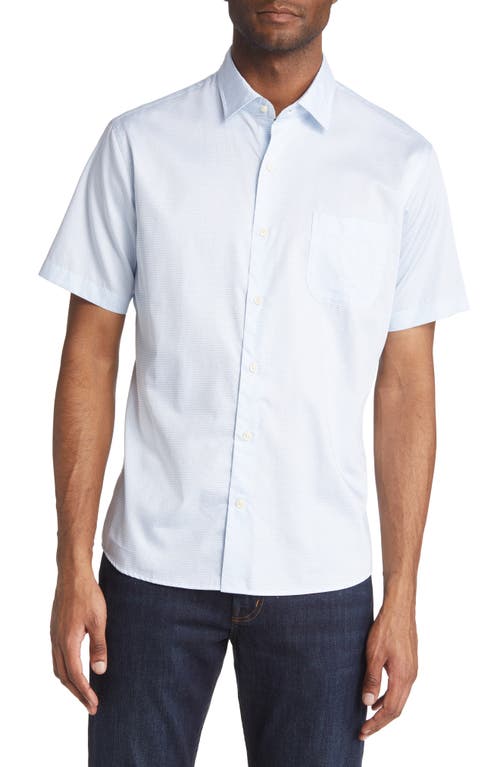 Peter Millar Charles Short Sleeve Cotton Button-Up Shirt in Cottage Blue