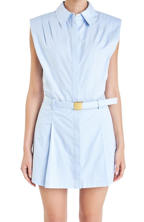 Shop English Factory Belted Sleeveless Poplin Minidress In Powder Blue