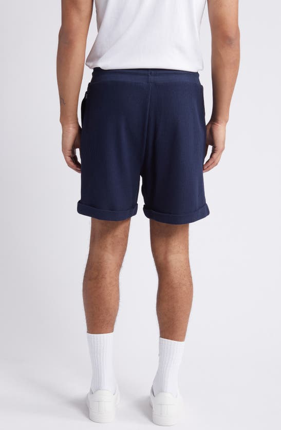 Shop Hugo Boss Boss Lasdun Cotton Gauze Drawstring Shorts In Dark Blue