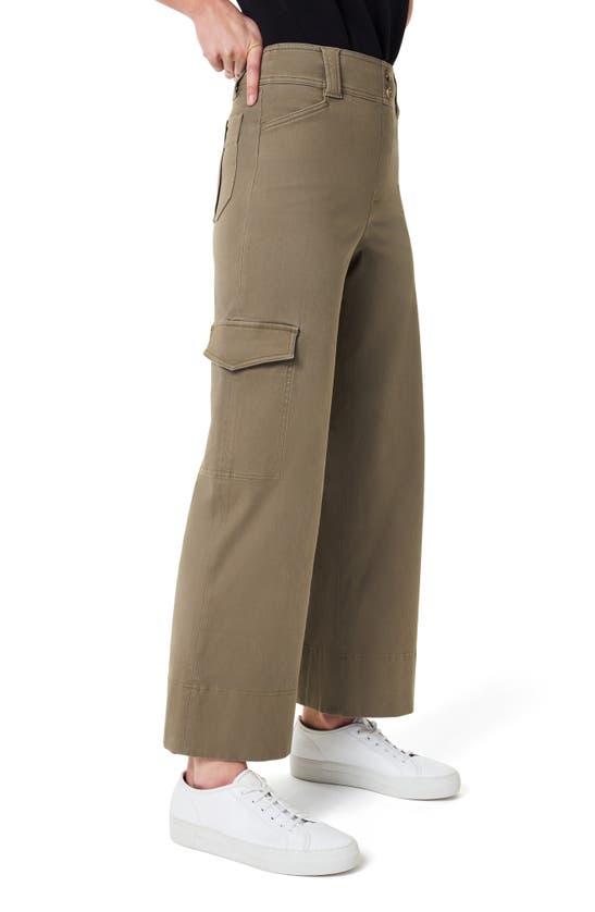 Shop Spanx Stretch Cotton Blend Twill Ankle Cargo Pants In Tuscan Olive