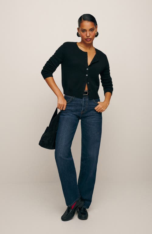 Reformation Clara Cashmere & Wool Crew Cardigan In Black