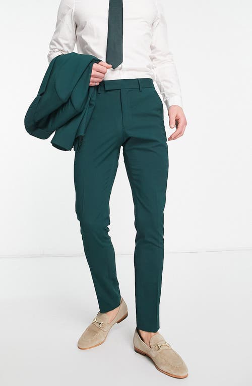 Skinny Suit Trousers in Dark Green