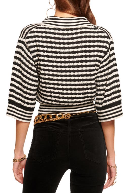 Shop Ramy Brook Azaria Stripe Organic Cotton Blend Sweater In Black/ivory Stripe