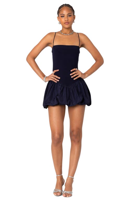 Shop Edikted Bubble Hem Minidress In Navy