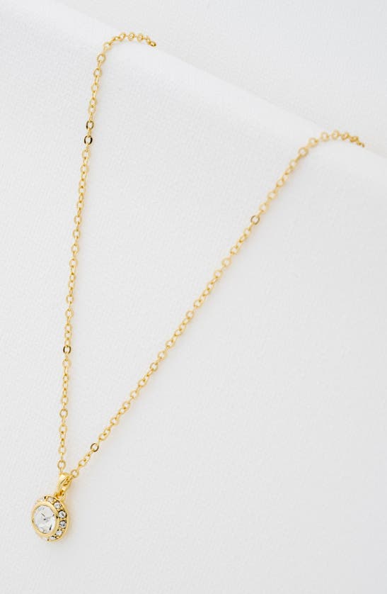 Shop Ted Baker Soltell Solitaire Crystal Halo Pendant Necklace In Gold Tone Clear Crystal
