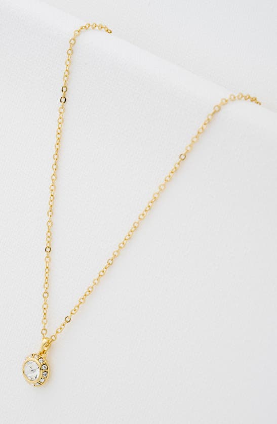 Ted Baker Soltell Solitaire Crystal Halo Pendant Necklace In Gold Tone Clear Crystal