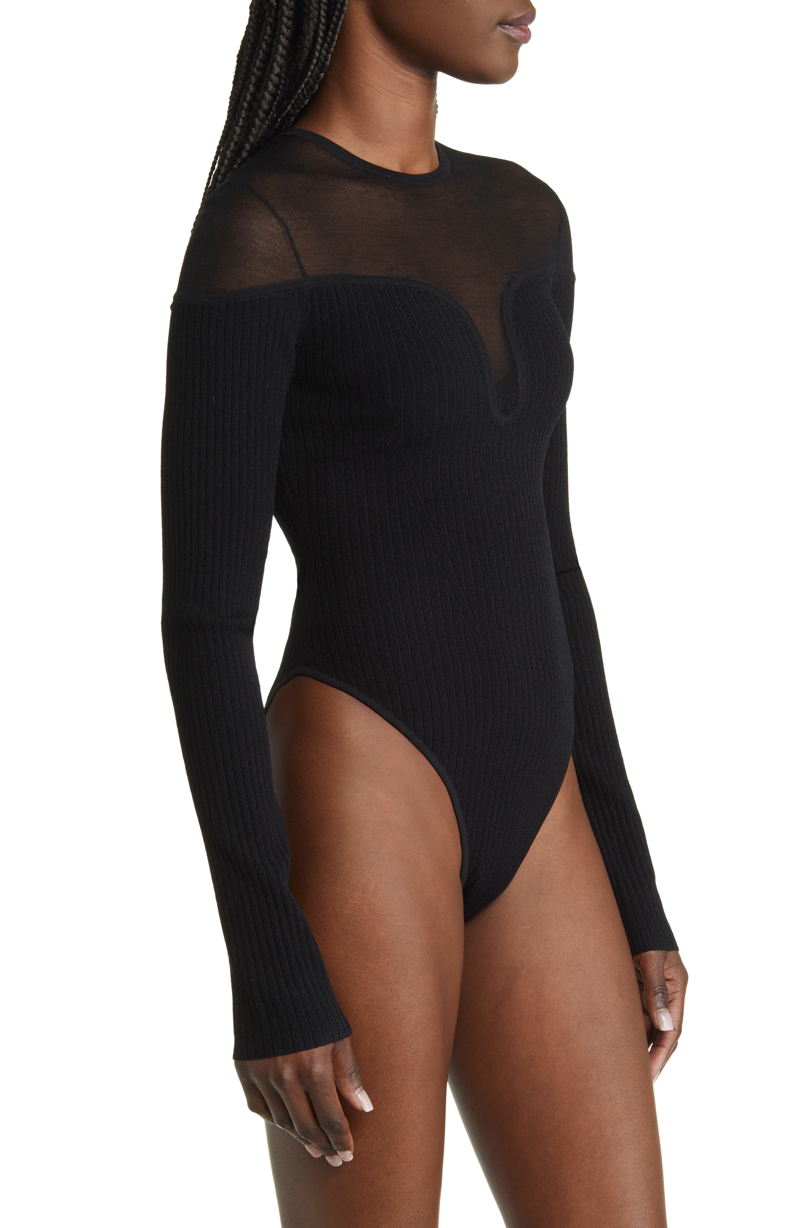 rosarymoon shear rib knit leotard - シャツ/ブラウス(七分/長袖)