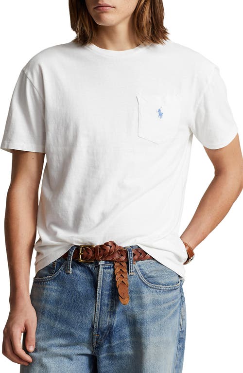 Cotton & Linen Pocket T-Shirt in Ceramic White