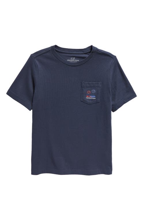 vineyard vines Kids' Glow in the Dark Beach Fireworks Pocket Graphic T-Shirt T-Shirt in Blue Blazer