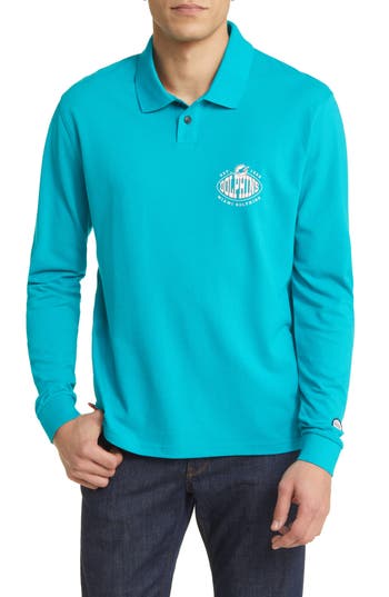 Shop Hugo Boss Boss X Nfl Patlong Long Sleeve Piqué Polo In Miami Dolphins Open Green