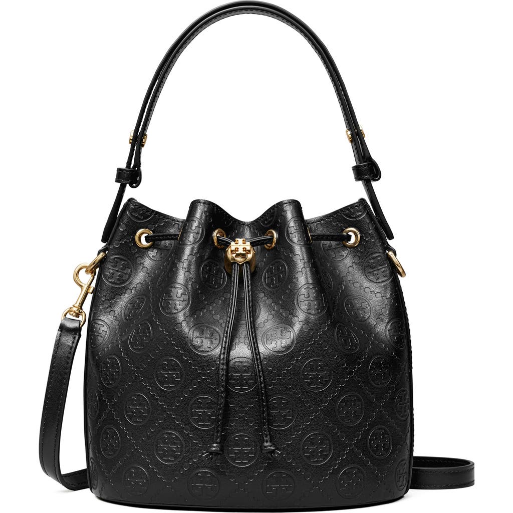Tory Burch T Monogram Mini Bucket Bag In Black