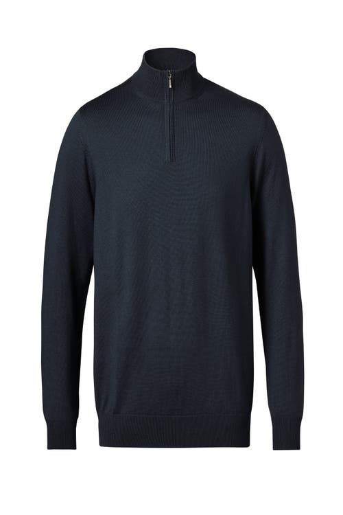 Shop Charles Tyrwhitt Pure Merino Zip Neck Sweater In Petrol Blue